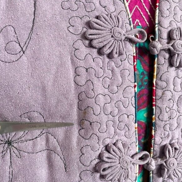 Vintage Chinese Pink Floral Quilted Silk Vest - Small, ***Reversible*** - Picture 11 of 15